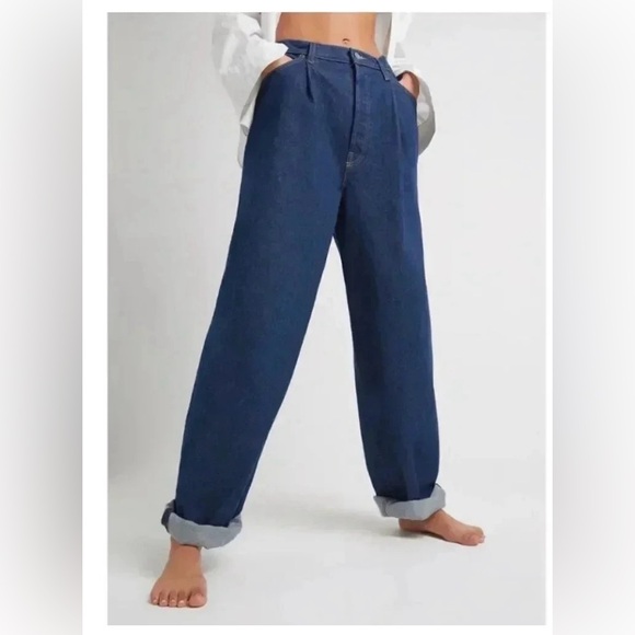 Mother Snacks! Pleated Fun Dip Puddle Jeans Cold Brew Dark Wash size 25 - Picture 3 of 8